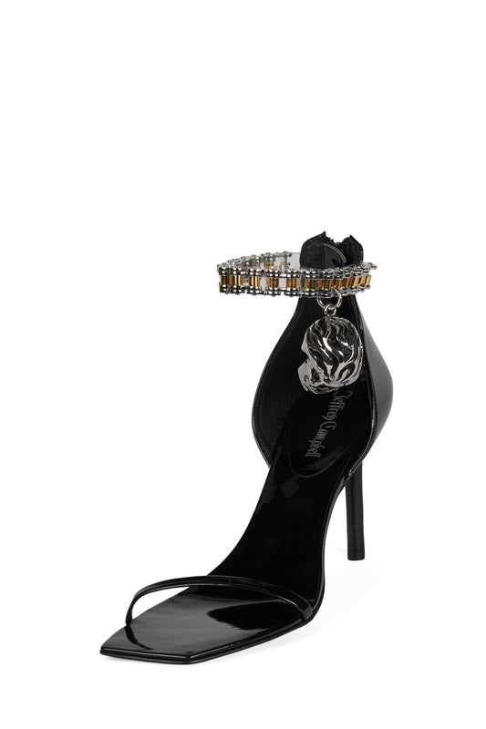 5-STONE Heeled Sandal - Black Patent Silver | Jeffrey Campbell