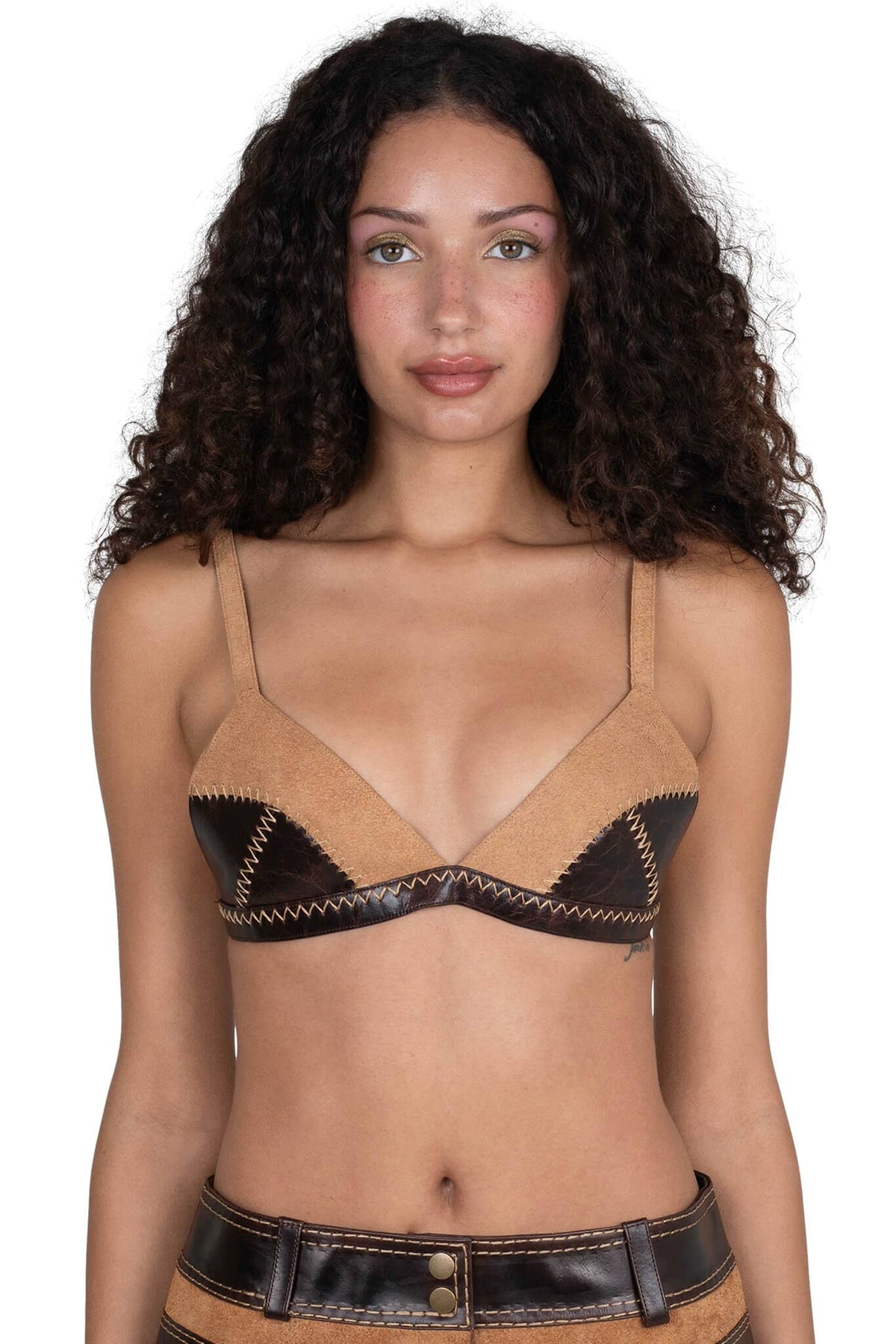 STRATEGIC TOP Deconstructed Triangle Top - Tan Suede Brown | Jeffrey Campbell