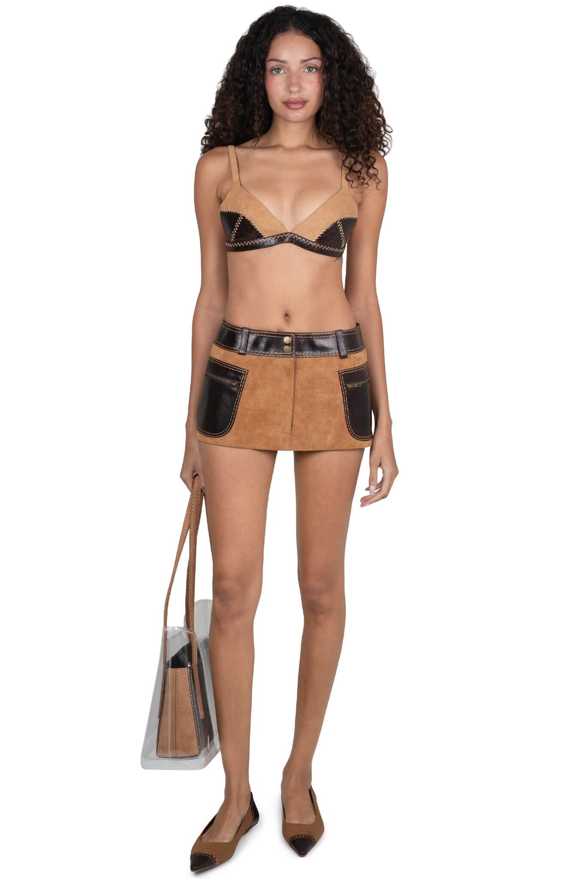 STRATEGIC TOP Deconstructed Triangle Top - Tan Suede Brown | Jeffrey Campbell
