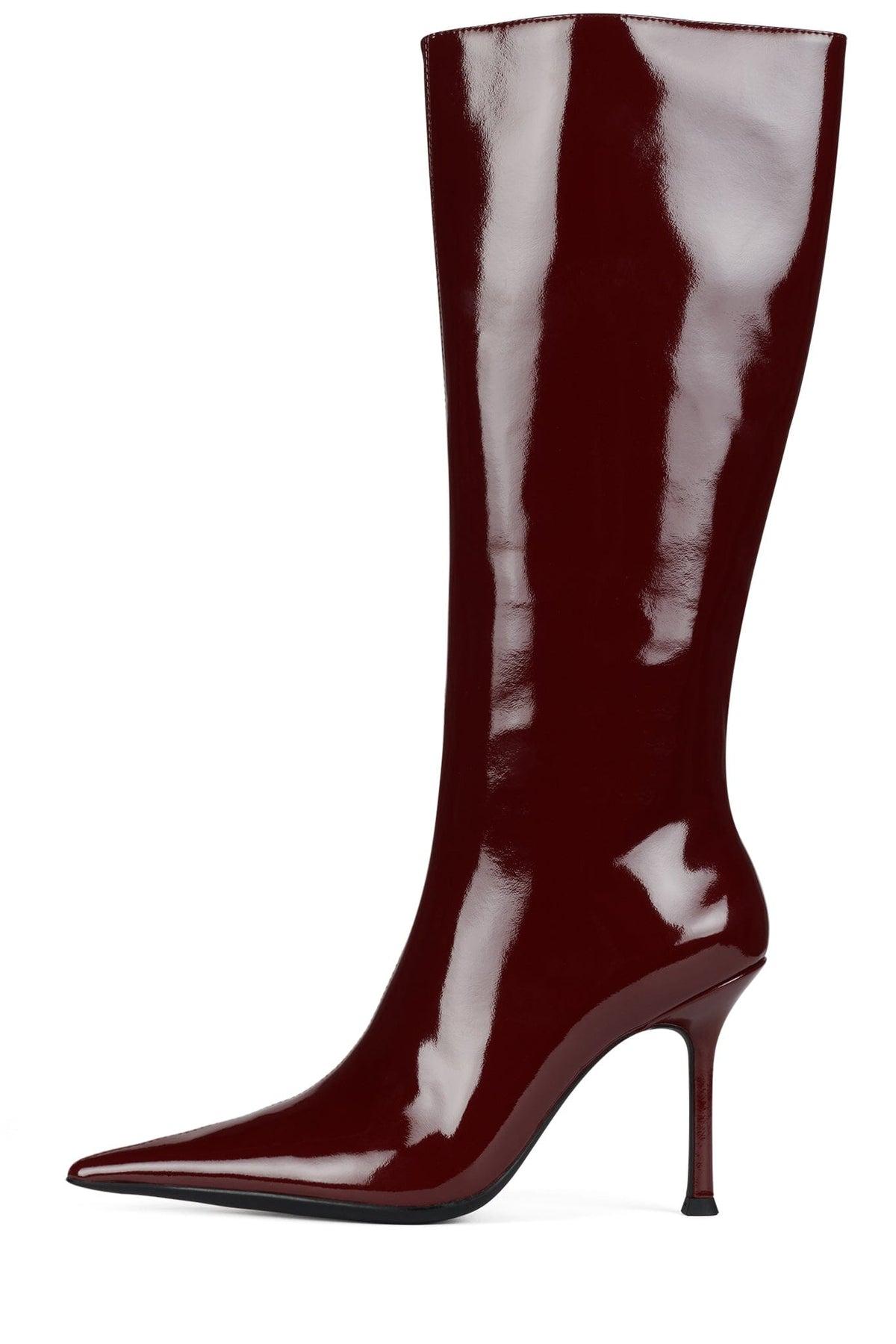 DARLING-3 Knee-High Stiletto Boot - Black Crinkle Patent | Jeffrey Campbell