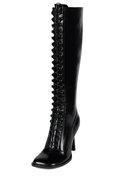 FANNING Heeled Knee-High Boot - Black | Jeffrey Campbell