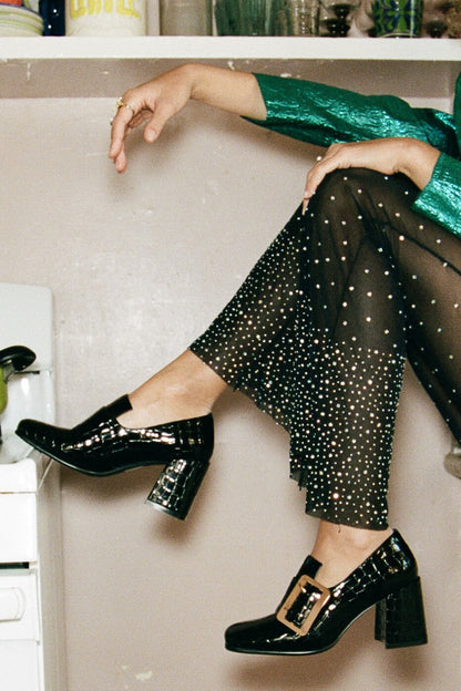 FAITHFUL - Black Croco Patent | Jeffrey Campbell