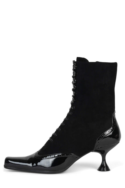VICTORIAN Ankle Boot - Black Patent Black Suede | Jeffrey Campbell