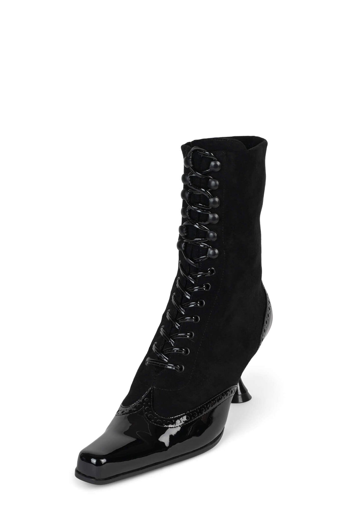 VICTORIAN Ankle Boot - Black Patent Black Suede | Jeffrey Campbell
