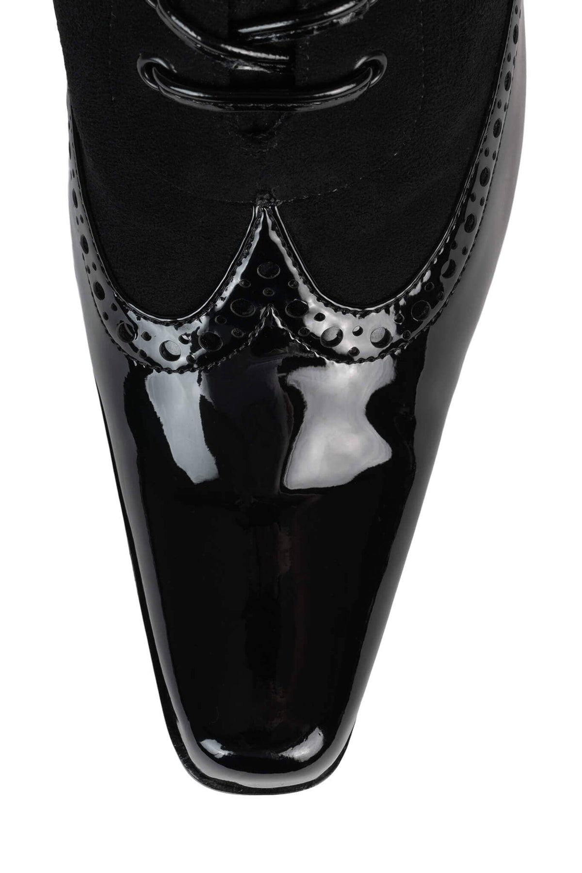 VICTORIAN Ankle Boot - Black Patent Black Suede | Jeffrey Campbell