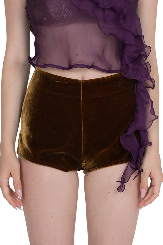 CHEEKZ SHORTS - Khaki Velvet | Jeffrey Campbell