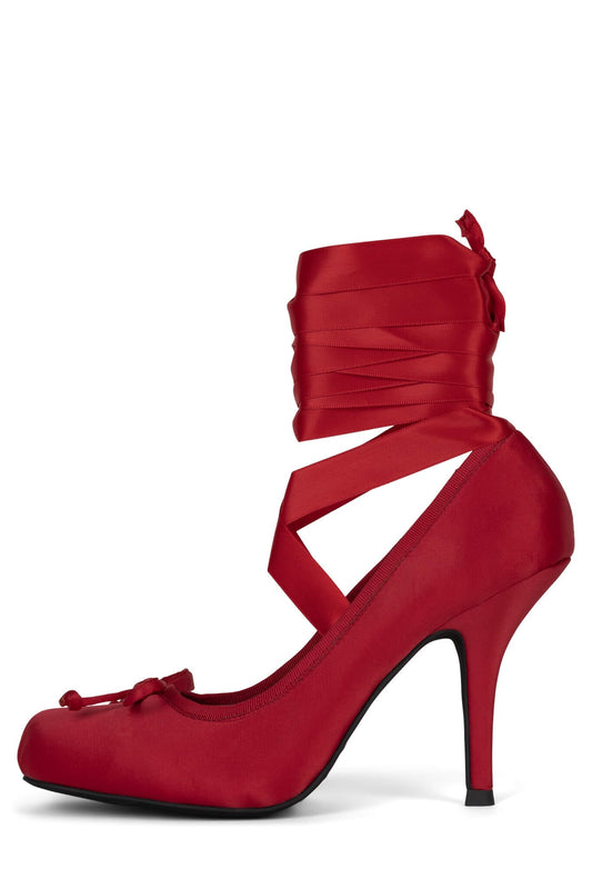 NYMPHA Stiletto Heel - Red Satin | Jeffrey Campbell