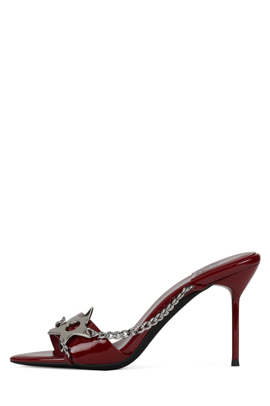 SOIRE-O Heeled Sandal - Cherry Red Patent Silver | Jeffrey Campbell
