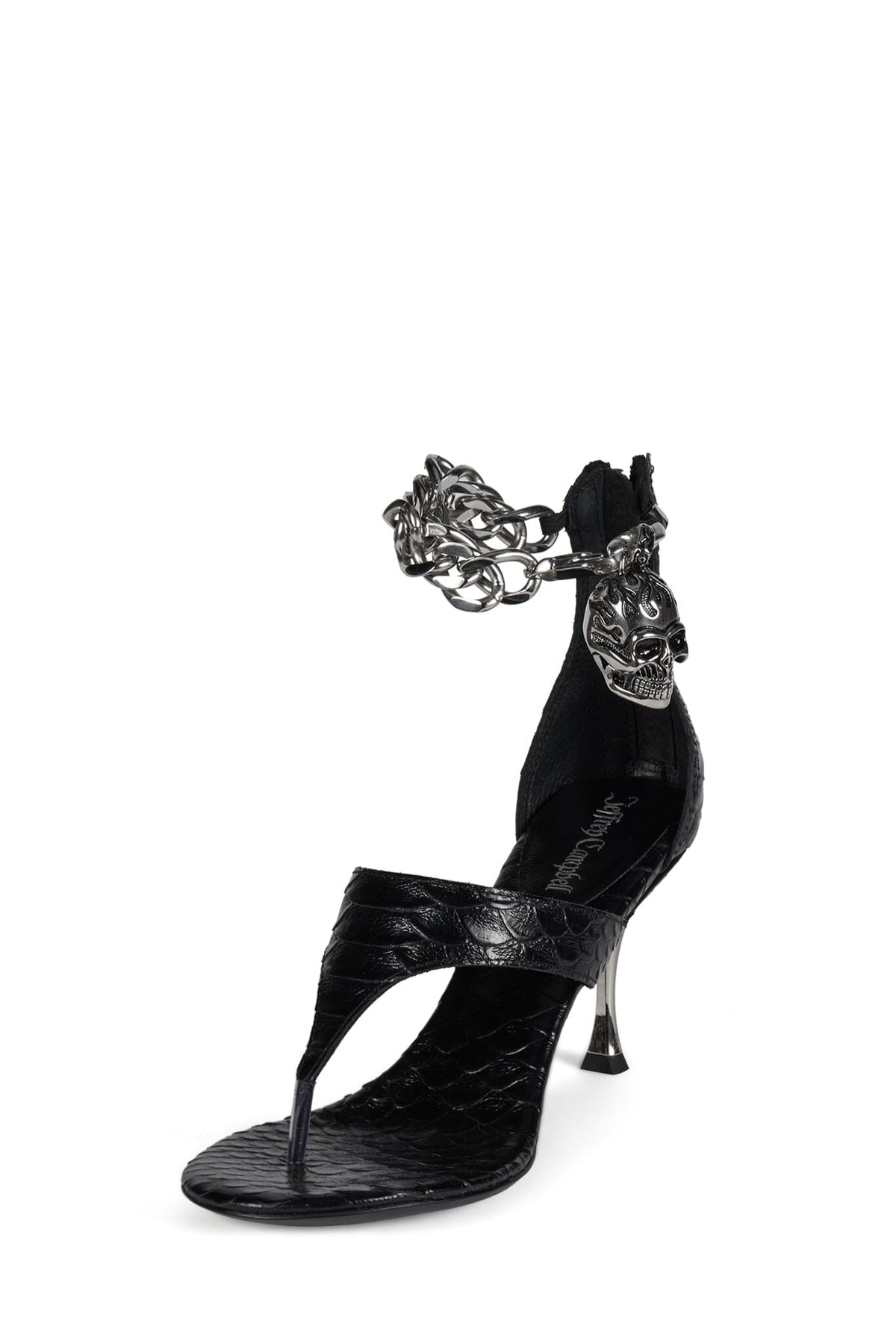 GRIM Heeled Thong Sandal - Black Snake Silver | Jeffrey Campbell