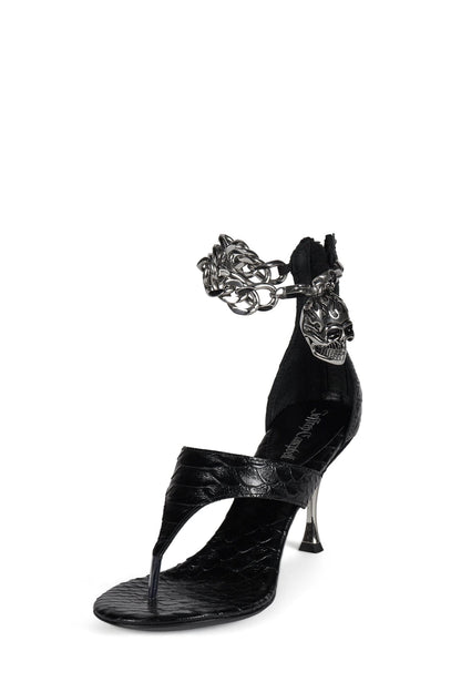 GRIM Heeled Thong Sandal - Black Snake Silver | Jeffrey Campbell