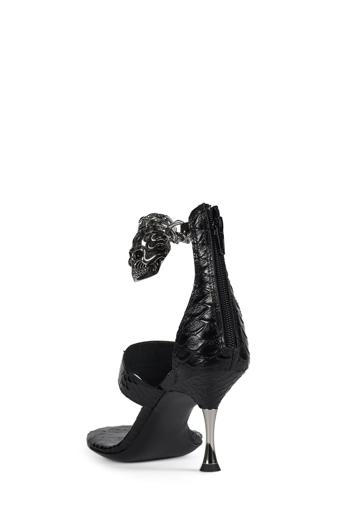 GRIM Heeled Thong Sandal - Black Snake Silver | Jeffrey Campbell