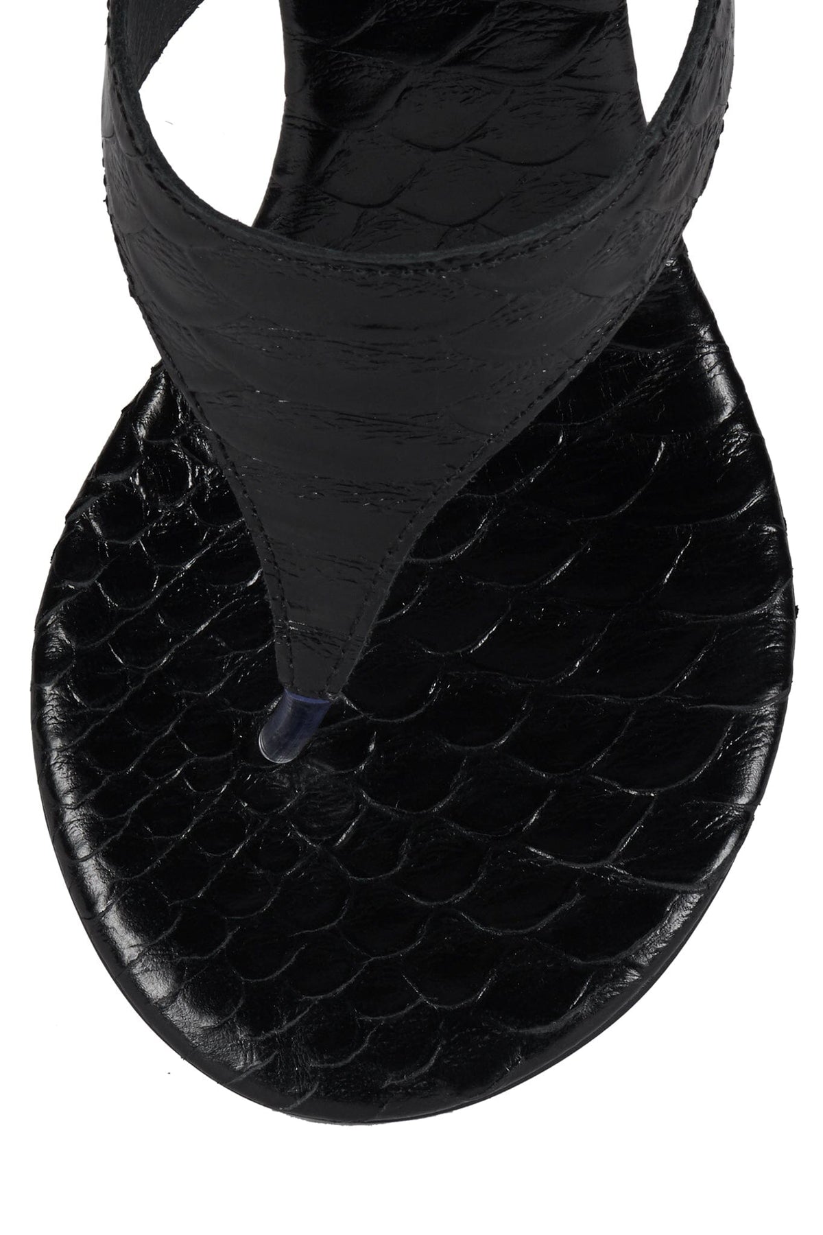 GRIM Heeled Thong Sandal - Black Snake Silver | Jeffrey Campbell