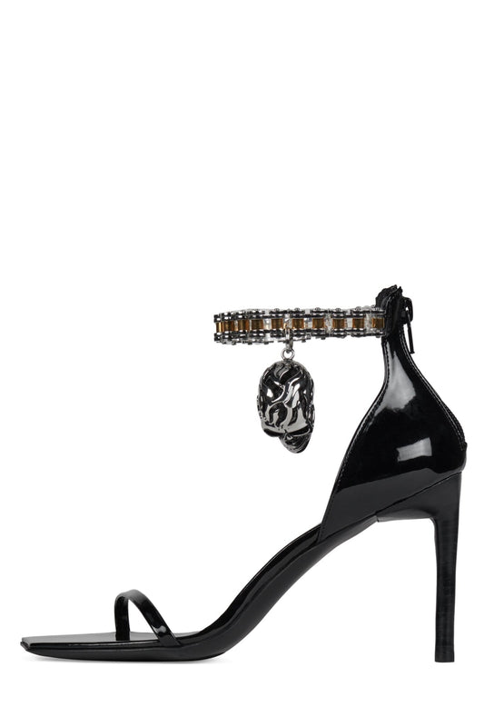 5-STONE Heeled Sandal - Black Patent Silver | Jeffrey Campbell