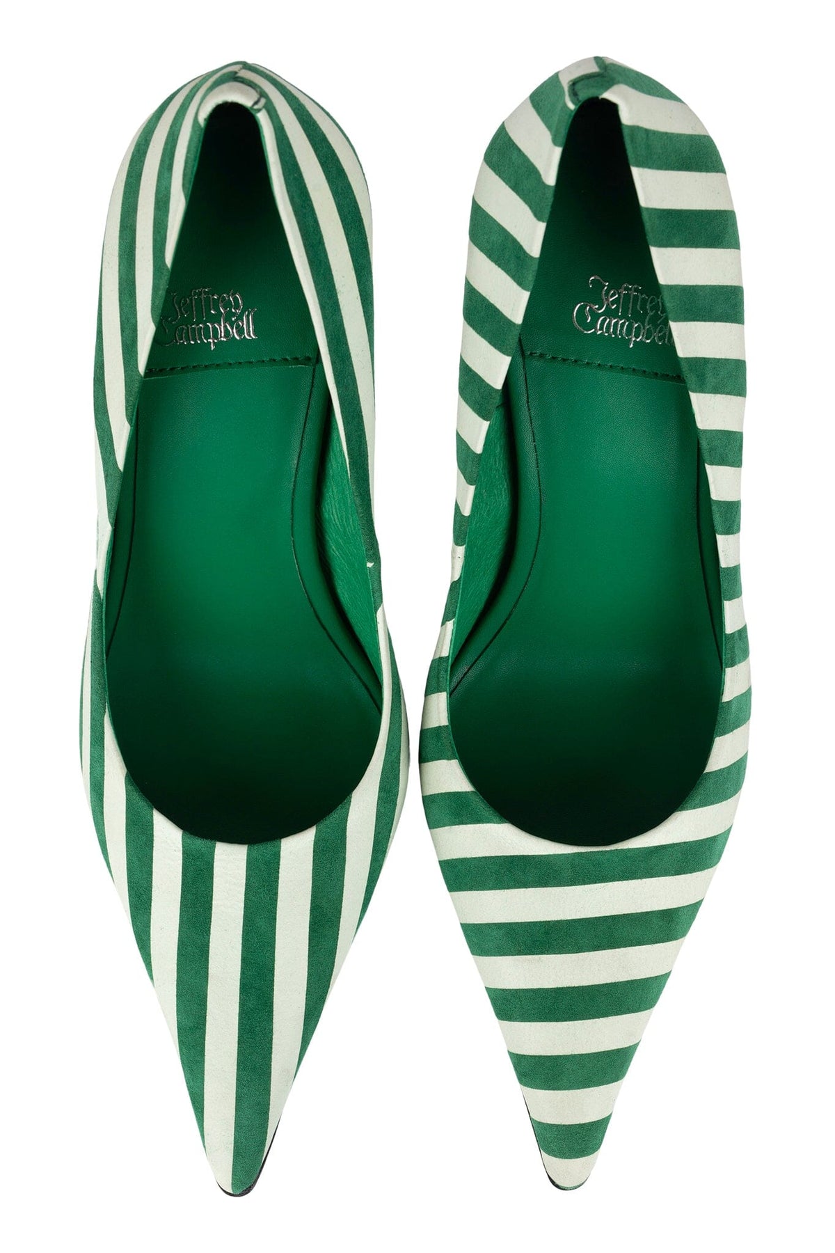 RISKTAKER3 Stiletto Heels - Green White Stripe Suede | Jeffrey Campbell