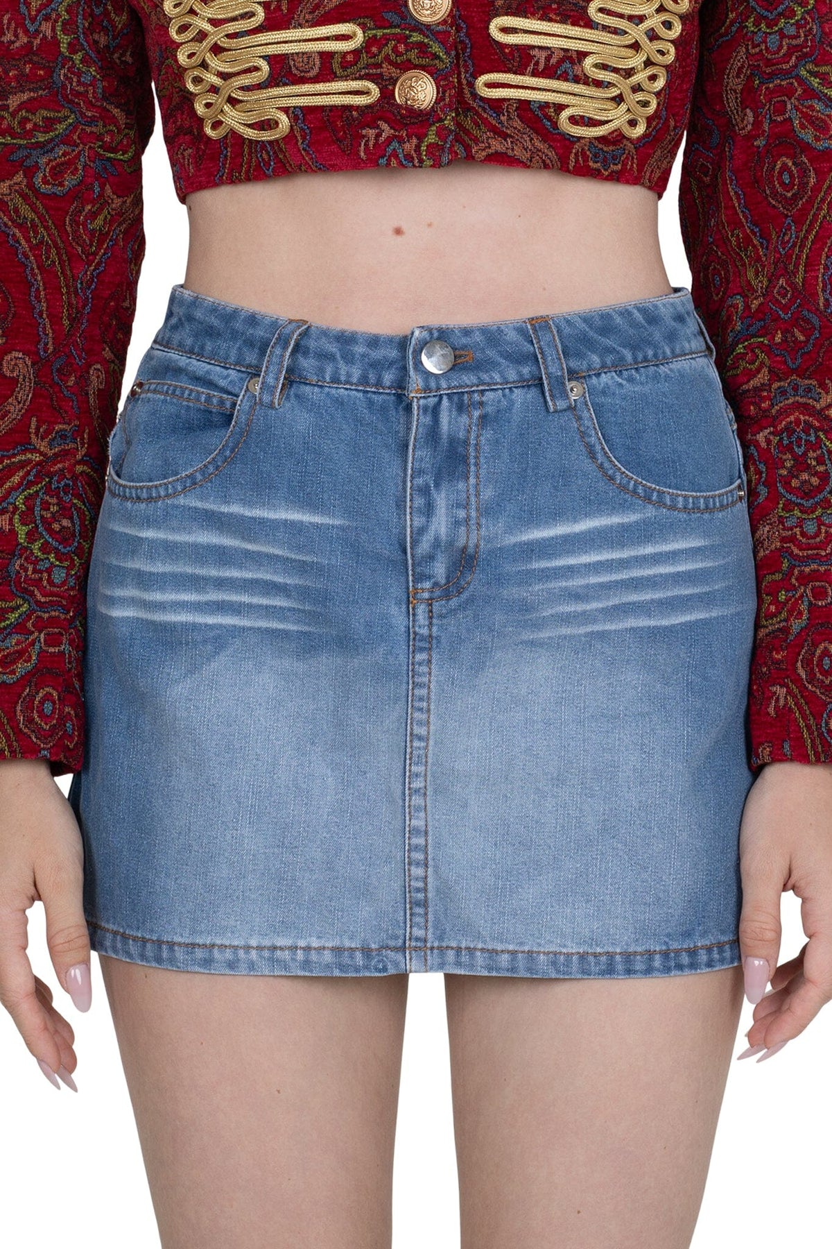 HEY-NOW SKIRT - Blue Washed Denim | Jeffrey Campbell