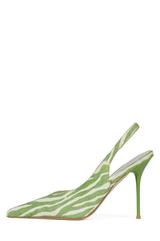 PUCKER-SF - Green White Zebra | Jeffrey Campbell