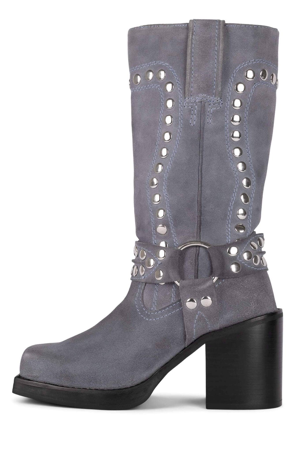 JUVENILE-S Western Boot - Dusty Blue Suede Silver | Jeffrey Campbell