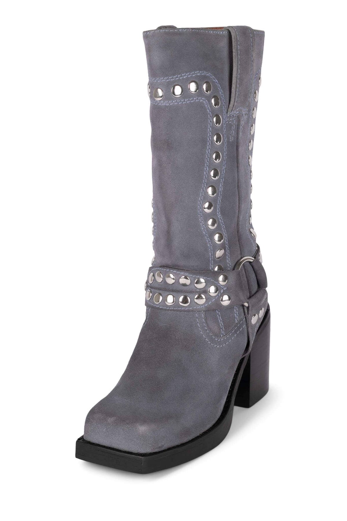 JUVENILE-S Western Boot - Dusty Blue Suede Silver | Jeffrey Campbell