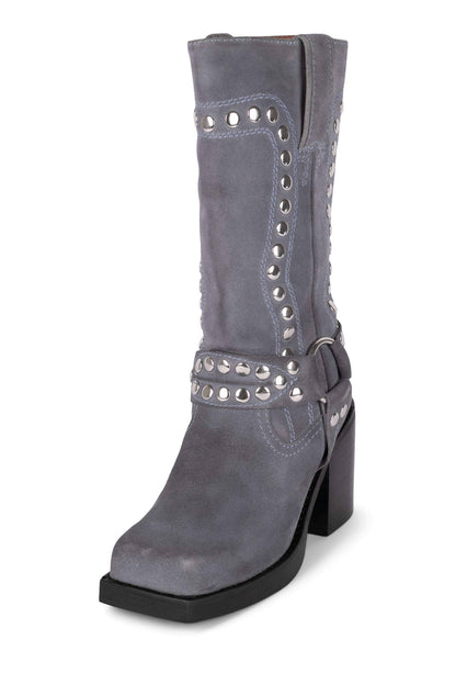 JUVENILE-S Western Boot - Dusty Blue Suede Silver | Jeffrey Campbell