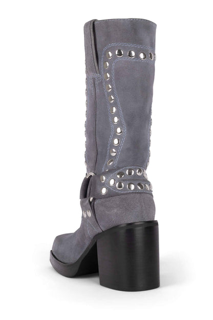 JUVENILE-S Western Boot - Dusty Blue Suede Silver | Jeffrey Campbell