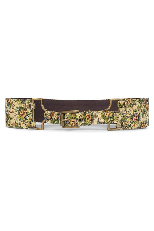 REIN-IN Tapestry Belt - Beige Floral Tapestry | Jeffrey Campbell