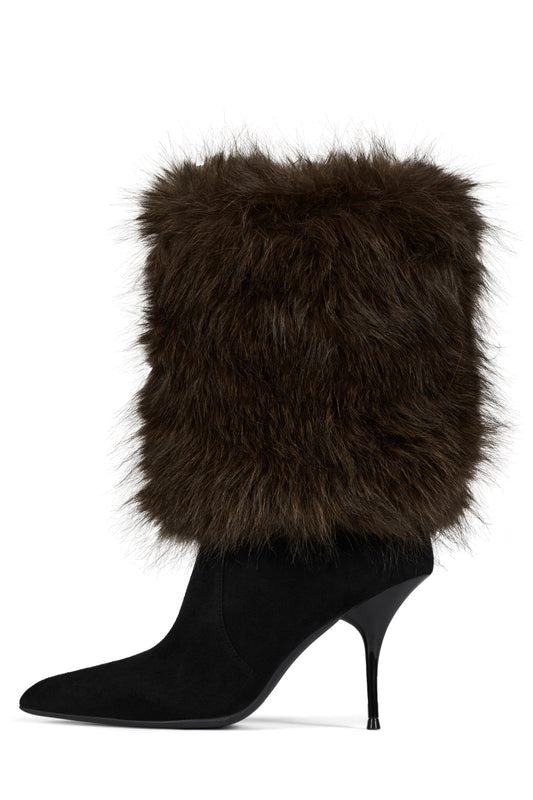 THERMAL Stiletto Boot - Black Suede Brown Combo | Jeffrey Campbell