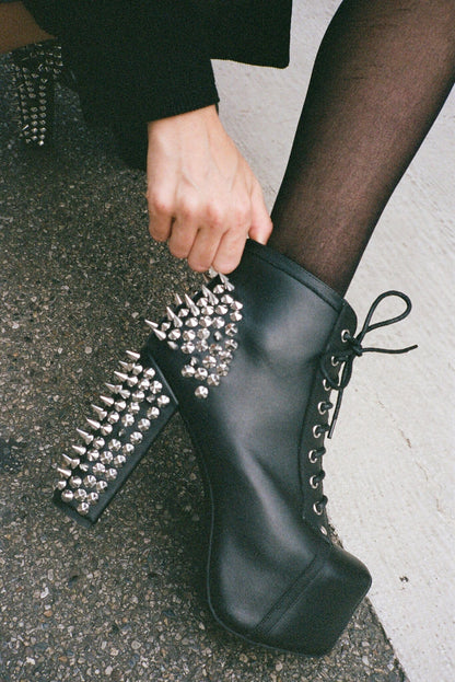 SPIKE Platform Bootie - Black Silver | Jeffrey Campbell