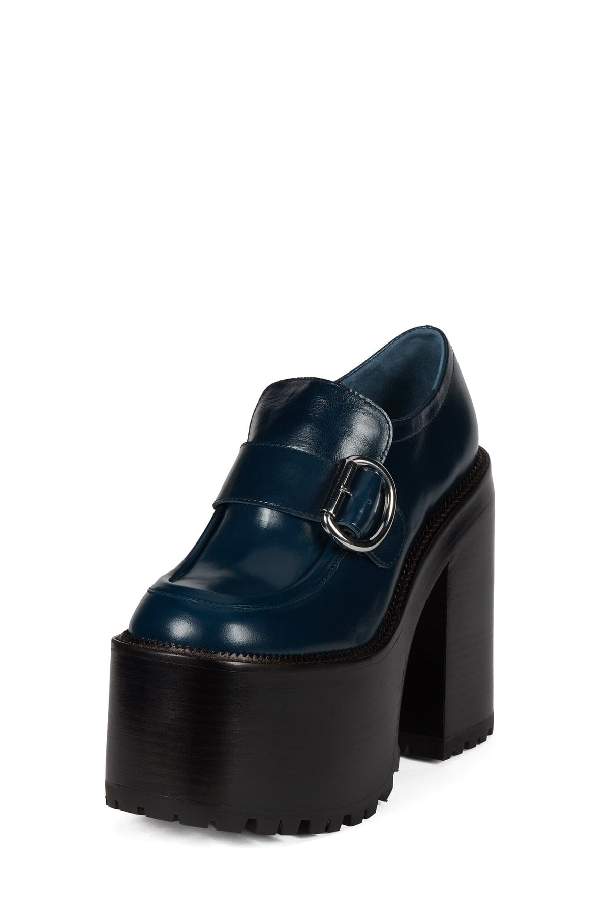 OFFSET Heeled Loafer - Blue Oiled | Jeffrey Campbell