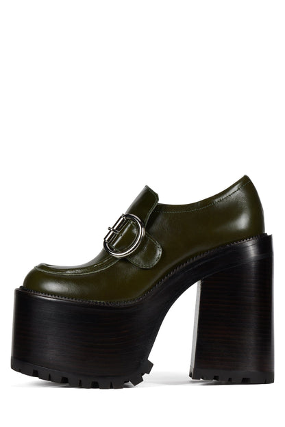 OFFSET Heeled Loafer - Blue Oiled | Jeffrey Campbell