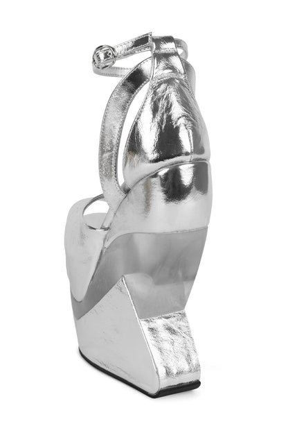 CELESTIAN Platform Wedge Sandal - Silver | Jeffrey Campbell