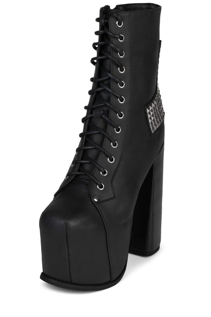 BL-CROSS Platform Boots - Black Washed Silver | Jeffrey Campbell