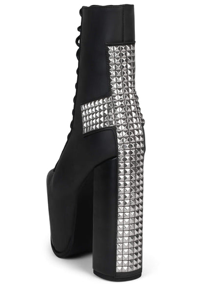 BL-CROSS Platform Boots - Black Washed Silver | Jeffrey Campbell
