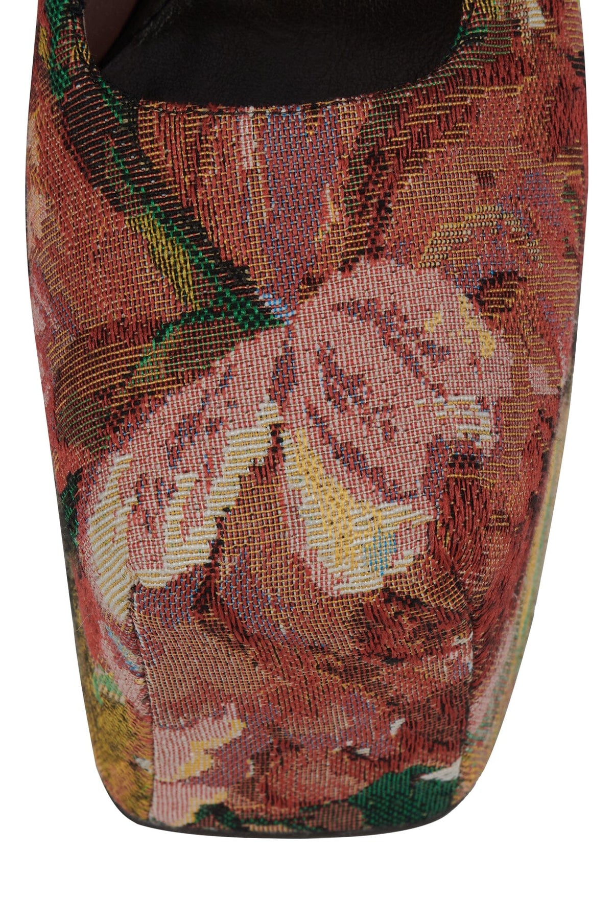 THE-TRUTH Platform Mary-Jane Pump - Red Multi Tapestry | Jeffrey Campbell