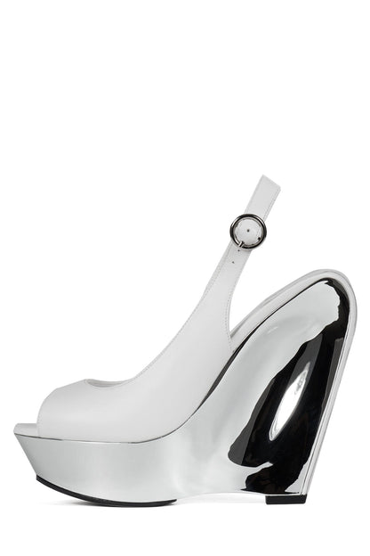 SPEED-SB Slingback Sandal - White Silver | Jeffrey Campbell