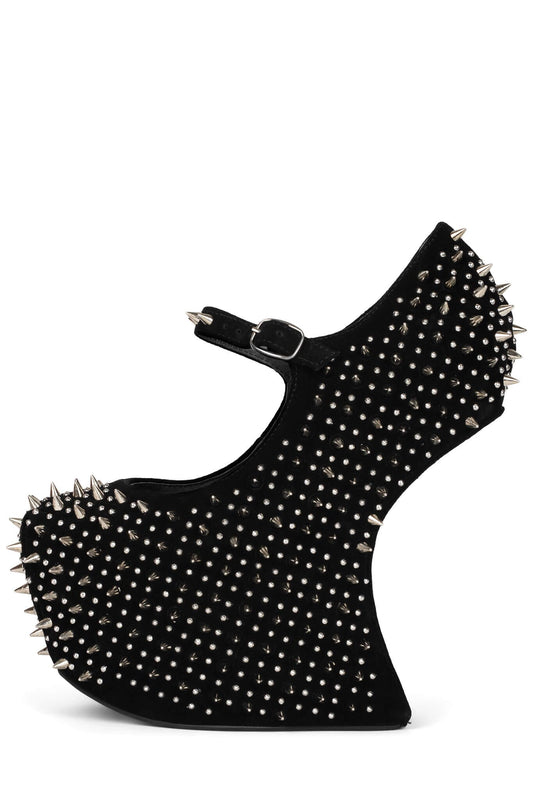 PRICKLY Platform Pump - Black Suede Silver | Jeffrey Campbell