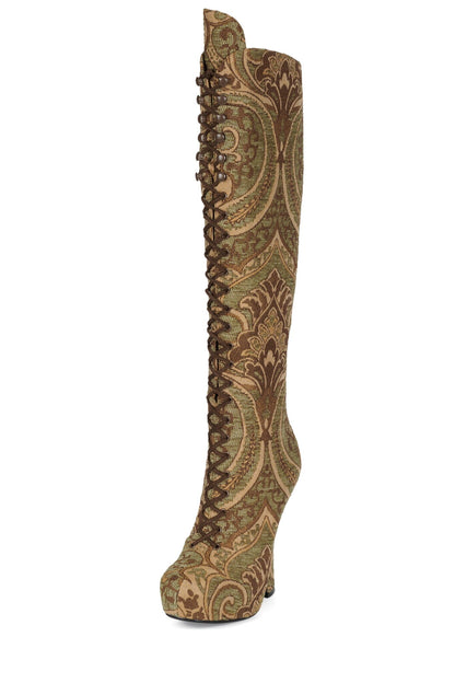POP-OFF-EM Platform Boot - Olive Tapestry | Jeffrey Campbell