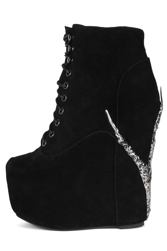 DAMSEL-CLW Platform Boots - Black Suede Pewter | Jeffrey Campbell
