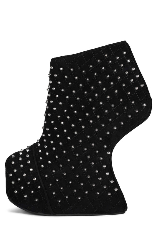 MIDNITE-Q Wedge Platforms - Black Suede Silver | Jeffrey Campbell