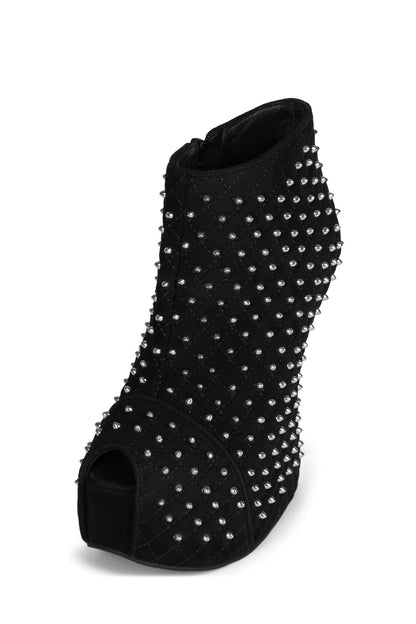 MIDNITE-Q Wedge Platforms - Black Suede Silver | Jeffrey Campbell
