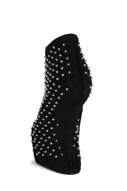 MIDNITE-Q Wedge Platforms - Black Suede Silver | Jeffrey Campbell