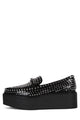 Black Crinkle Patent Silver