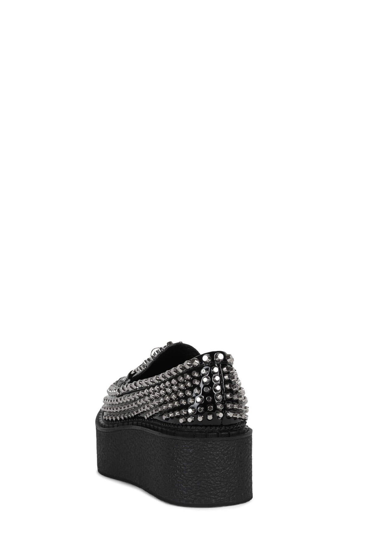 CHOUX-ST Platform Loafer - Black Crinkle Patent Silver | Jeffrey Campbell
