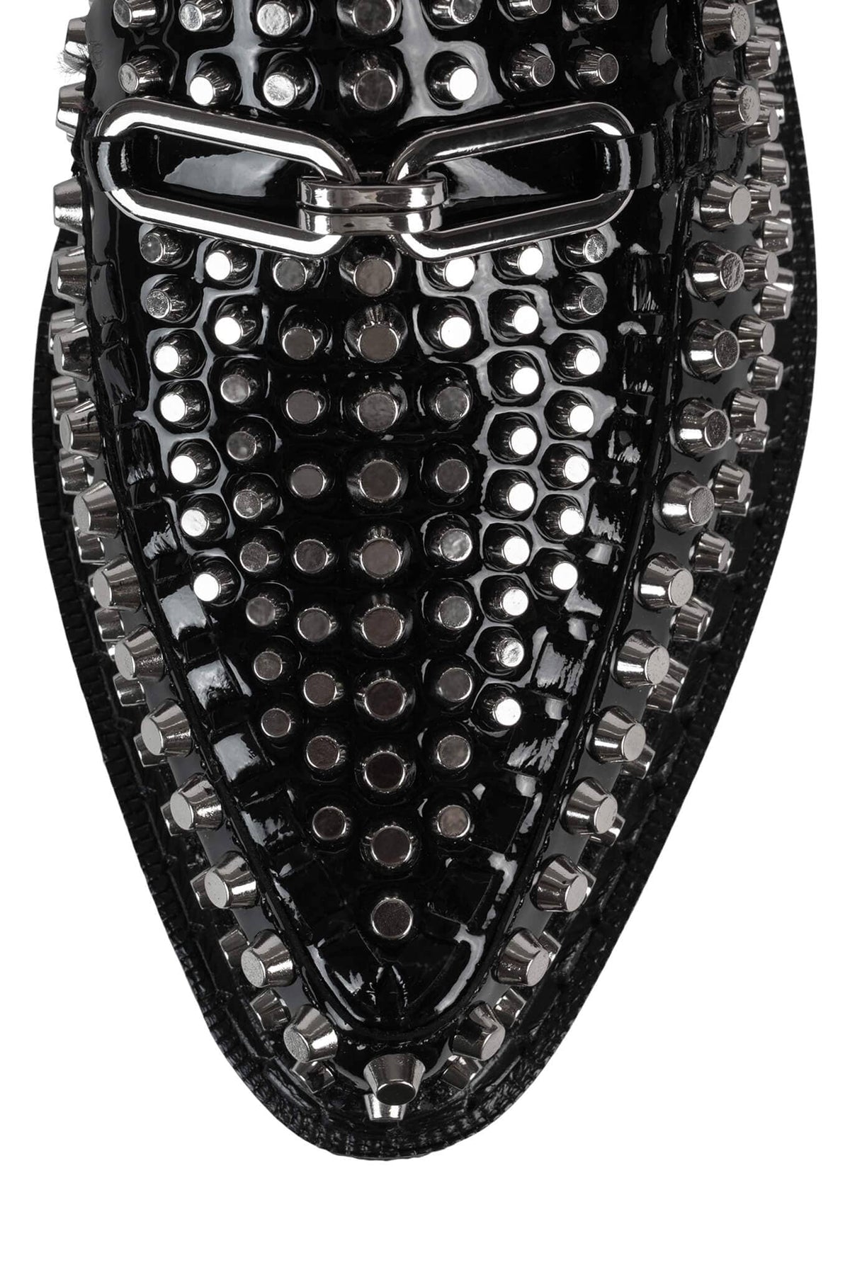CHOUX-ST Platform Loafer - Black Crinkle Patent Silver | Jeffrey Campbell