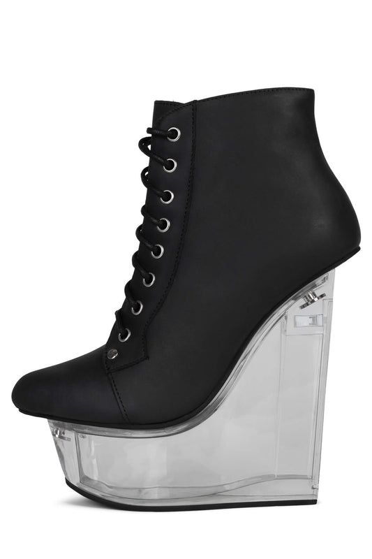 BALFOUR Platform Wedge - Black Washed Clear | Jeffrey Campbell