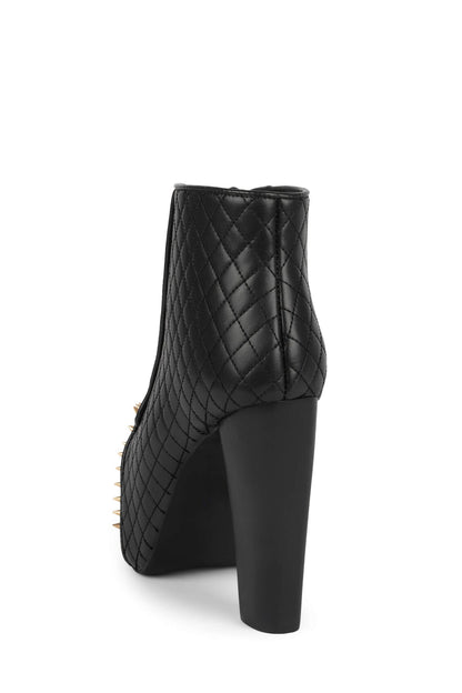 LITA-CROWN Platform Heeled Bootie - Black Quilted Gold | Jeffrey Campbell