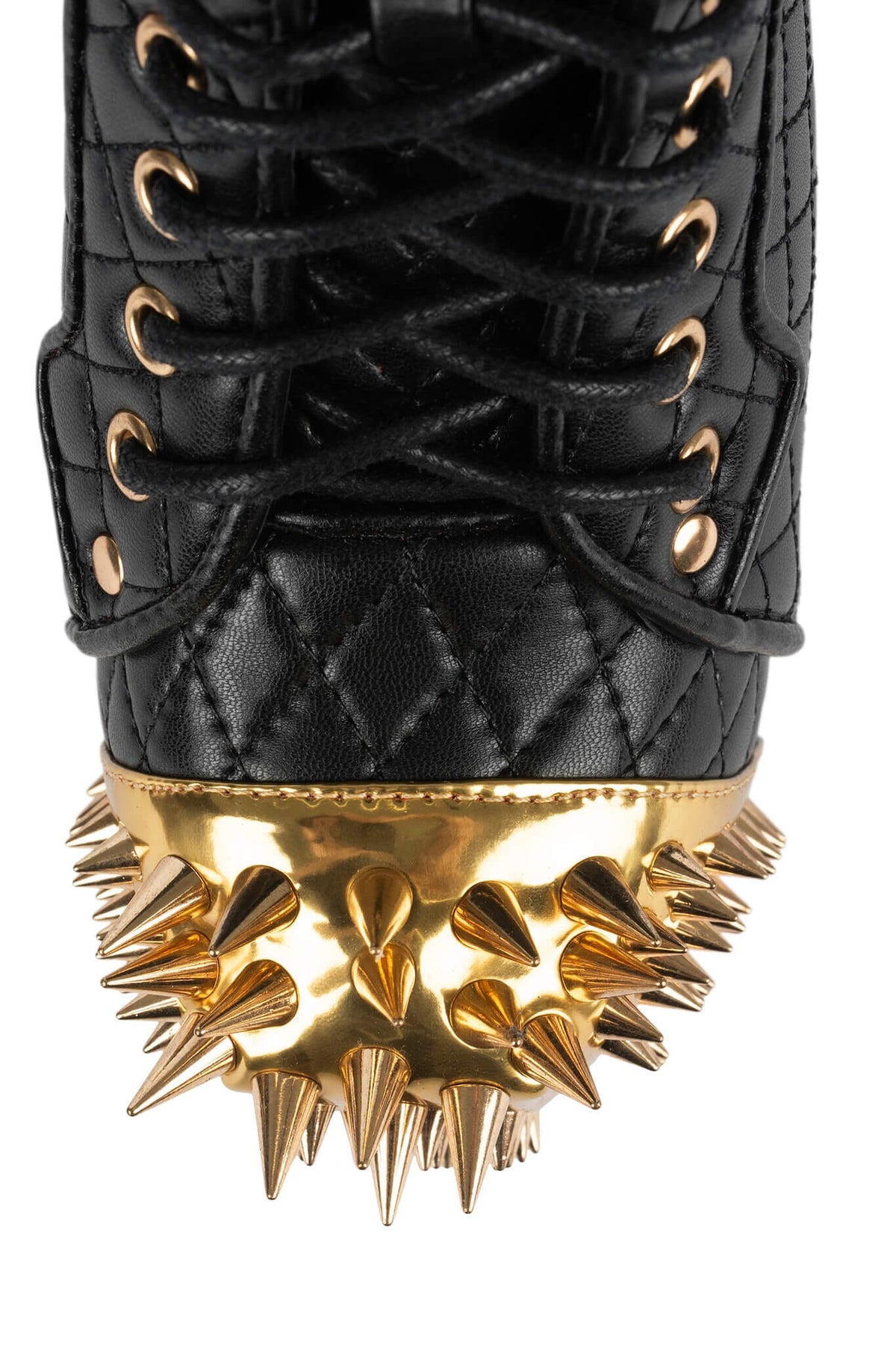 LITA-CROWN Platform Heeled Bootie - Black Quilted Gold | Jeffrey Campbell