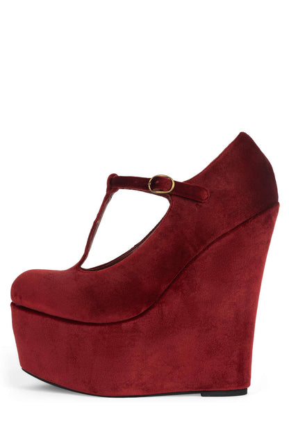 BAM-BAM Platform Mary-Jane - Wine Velvet | Jeffrey Campbell