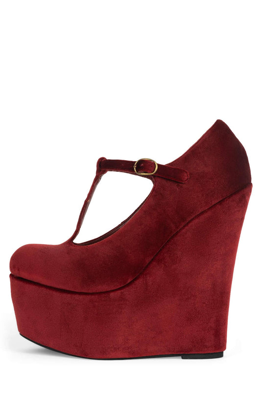 BAM-BAM Platform Mary-Jane - Wine Velvet | Jeffrey Campbell