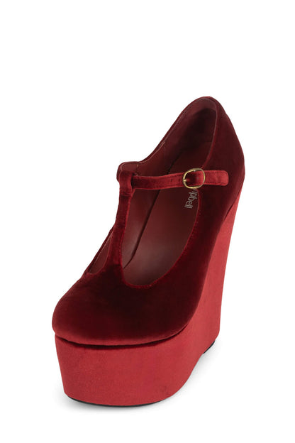 BAM-BAM Platform Mary-Jane - Wine Velvet | Jeffrey Campbell