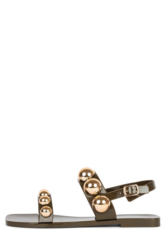GUM-DROP Flat Sandals - Khaki Gold | Jeffrey Campbell